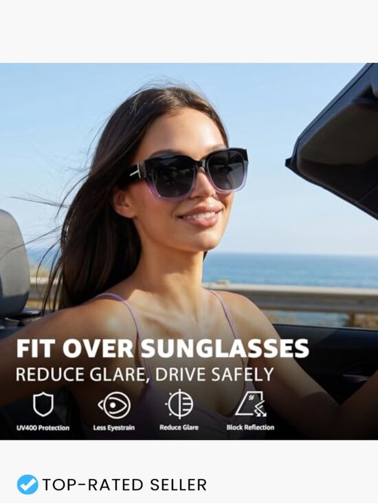 Oversized Polarized Sunglasses Fit Over Glasses UV Protection 2Pack main image 6